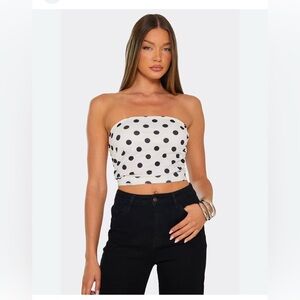 Polka Dot Bandeau Strapless Top. Size M